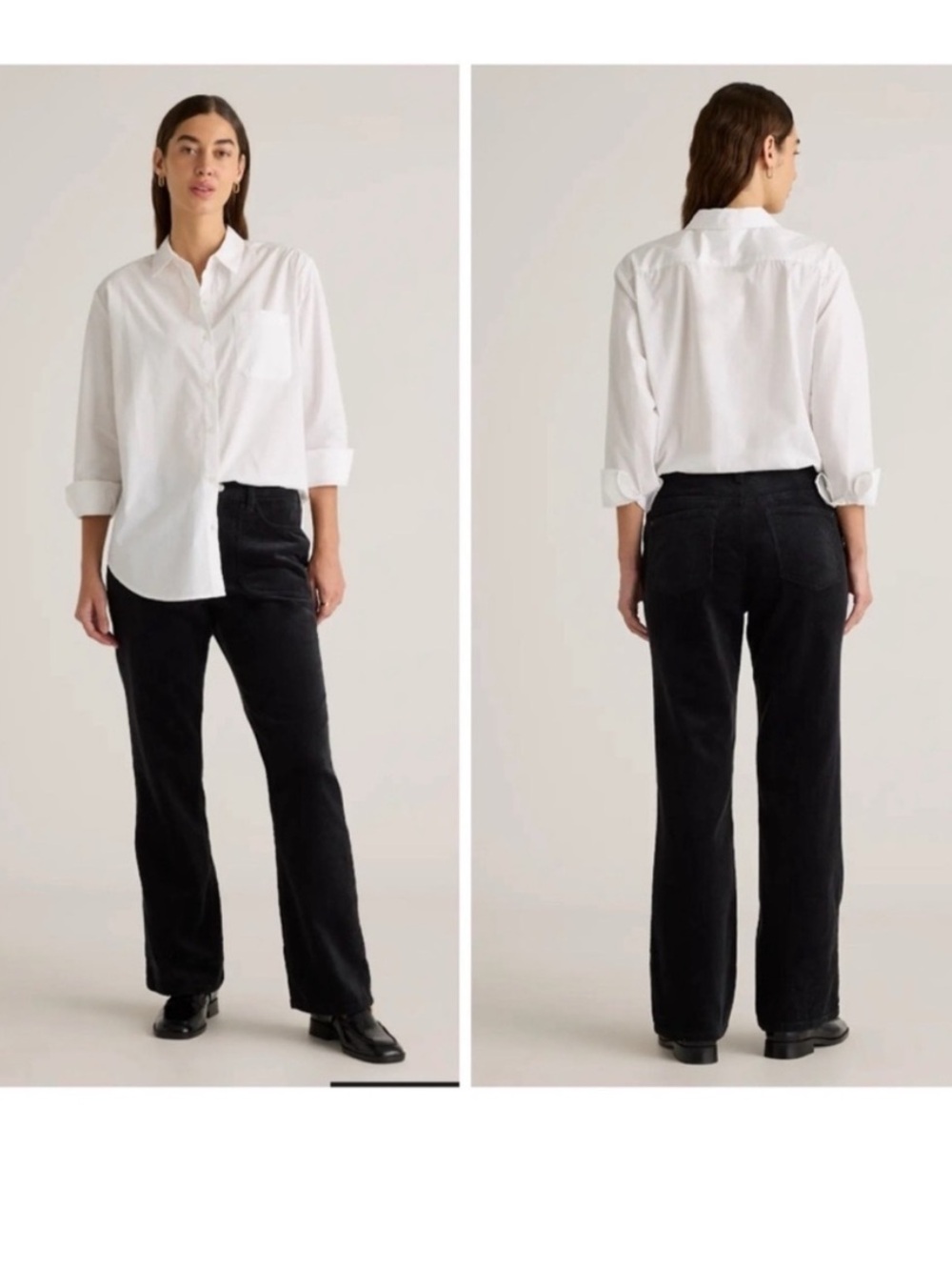 Quince Organic Stretch Corduroy Flare Pants Black Size 8